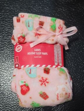 Christmas Holiday Ladies Pink Festive Tree Stockings Gifts Sleep Pajamas Pants